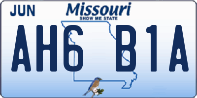 MO license plate AH6B1A