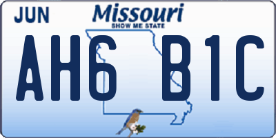 MO license plate AH6B1C