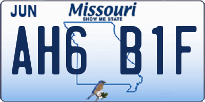 MO license plate AH6B1F