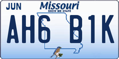 MO license plate AH6B1K