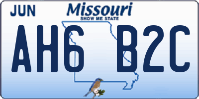 MO license plate AH6B2C