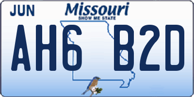 MO license plate AH6B2D