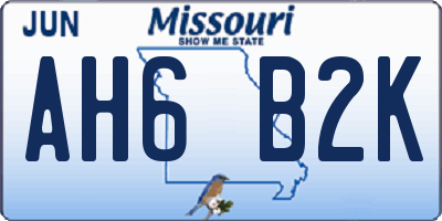 MO license plate AH6B2K