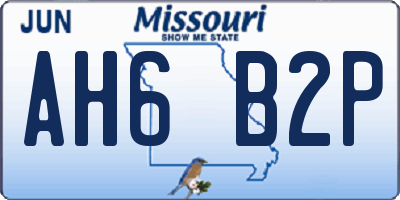 MO license plate AH6B2P