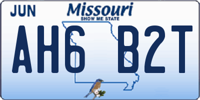 MO license plate AH6B2T