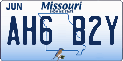 MO license plate AH6B2Y