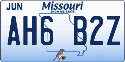 MO license plate AH6B2Z