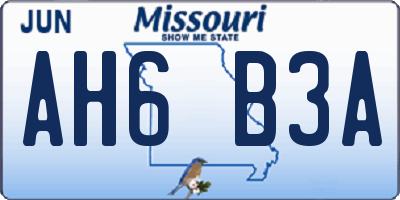 MO license plate AH6B3A
