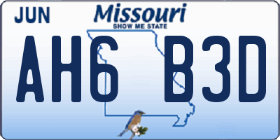 MO license plate AH6B3D