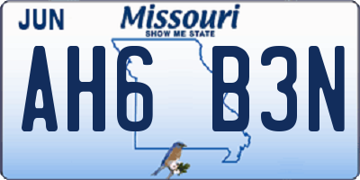 MO license plate AH6B3N