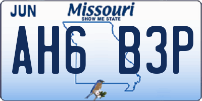 MO license plate AH6B3P