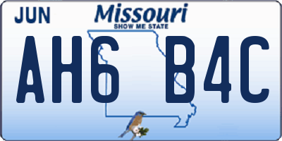MO license plate AH6B4C