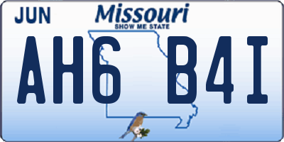 MO license plate AH6B4I
