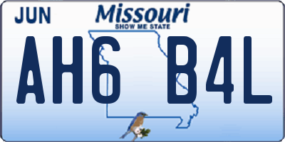 MO license plate AH6B4L