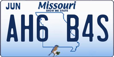 MO license plate AH6B4S