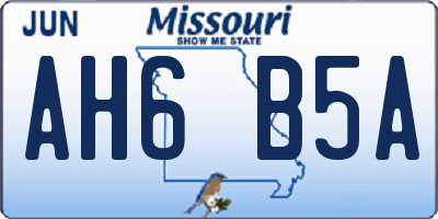 MO license plate AH6B5A