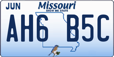 MO license plate AH6B5C