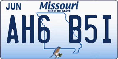 MO license plate AH6B5I
