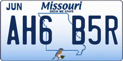 MO license plate AH6B5R