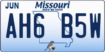 MO license plate AH6B5W