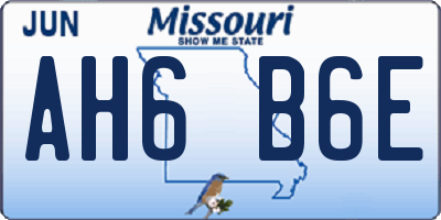 MO license plate AH6B6E