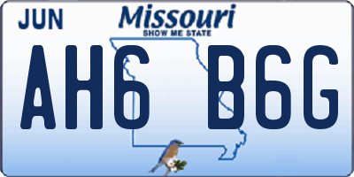 MO license plate AH6B6G