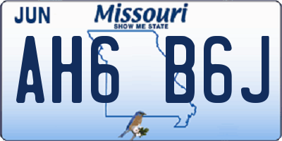 MO license plate AH6B6J