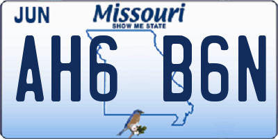 MO license plate AH6B6N