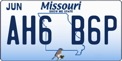MO license plate AH6B6P