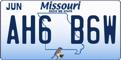 MO license plate AH6B6W