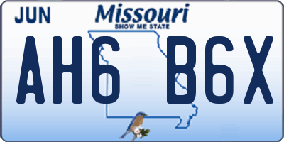 MO license plate AH6B6X