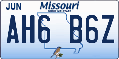 MO license plate AH6B6Z