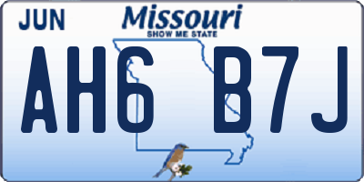 MO license plate AH6B7J