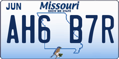 MO license plate AH6B7R