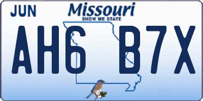 MO license plate AH6B7X