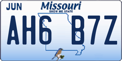 MO license plate AH6B7Z
