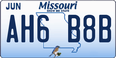 MO license plate AH6B8B
