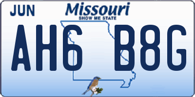 MO license plate AH6B8G