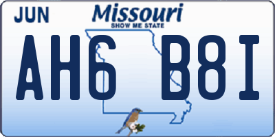 MO license plate AH6B8I