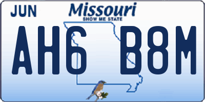 MO license plate AH6B8M