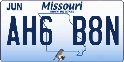 MO license plate AH6B8N