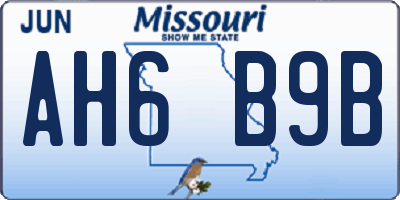 MO license plate AH6B9B