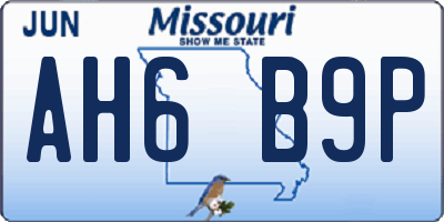 MO license plate AH6B9P