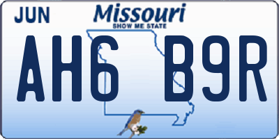 MO license plate AH6B9R