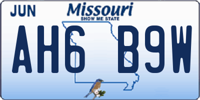 MO license plate AH6B9W