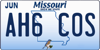 MO license plate AH6C0S