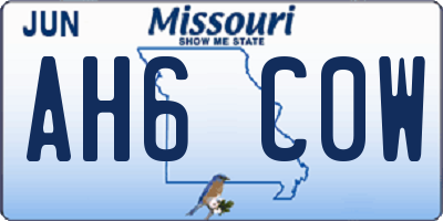 MO license plate AH6C0W