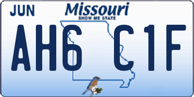 MO license plate AH6C1F