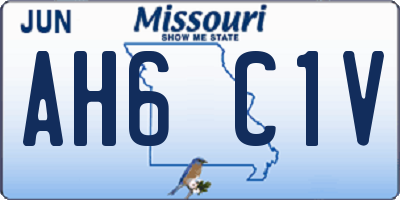 MO license plate AH6C1V