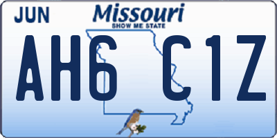 MO license plate AH6C1Z